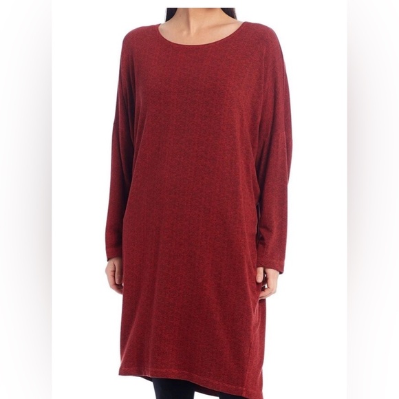 bryn Walker Dresses & Skirts - Bryn Walker Red Herringbone Oversized Alanna Tunic Dress Top Size Medium Rayon